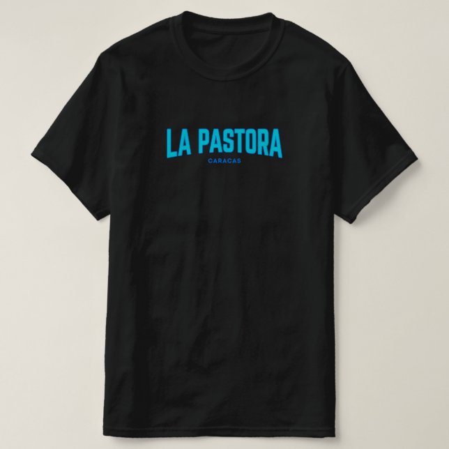 Camiseta LA PASTORA - CARACAS. Azul. (Diseño del anverso)