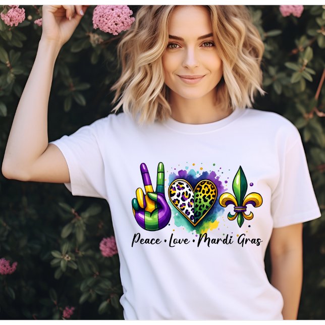 Camiseta La paz ama a Mardi Gras, fleur de lis en Nueva Orl (Subido por el creador)