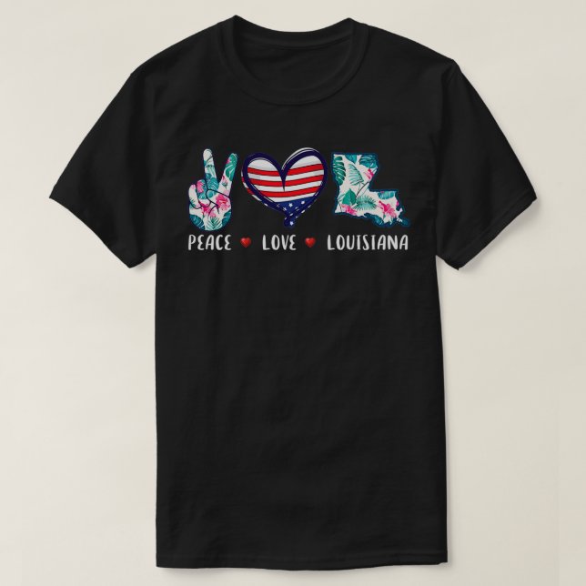 Camiseta La paz ama los recuerdos de Louisiana para hombres (Diseño del anverso)