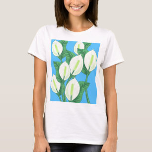 Camiseta La paz blanca se esconde en un fondo azul pálido
