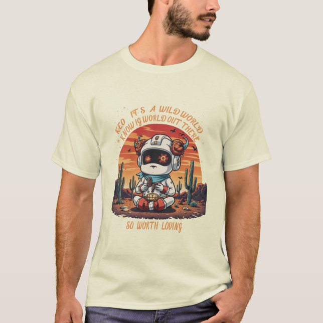 Camiseta La paz cósmica en un mundo salvaje (Anverso)