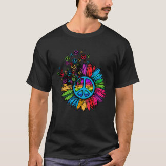 Camiseta La paz del girasol como disfraz hippie de los años