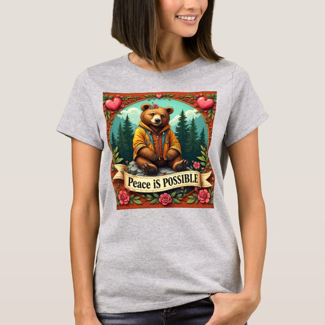 Camiseta La paz es posible que el oso marrón (Anverso)