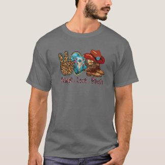 Camiseta La Paz Retro Ama Los Boots De Rodeo De Vaqueros Y 