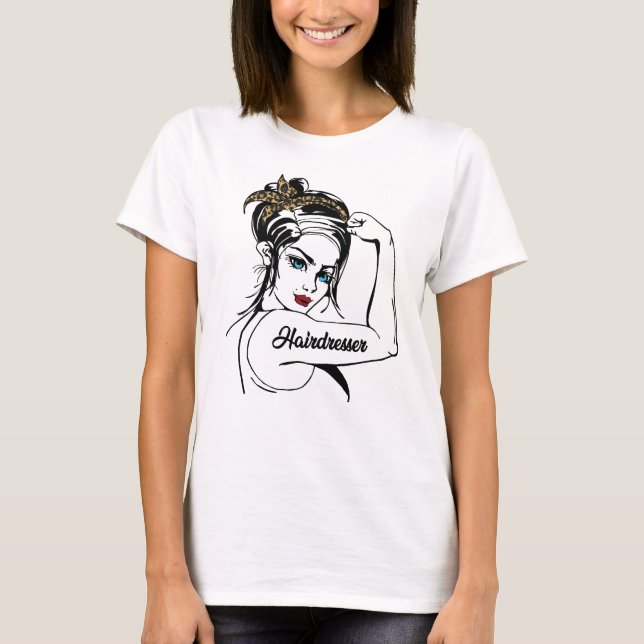 Camiseta La peluquera Rosie The Riveter Leopard Cheetah (Anverso)