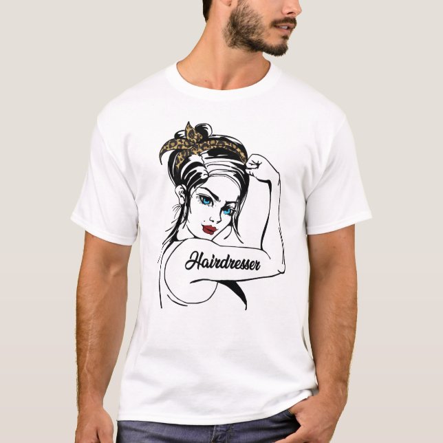 Camiseta La peluquera Rosie The Riveter Leopard Cheetah (Anverso)