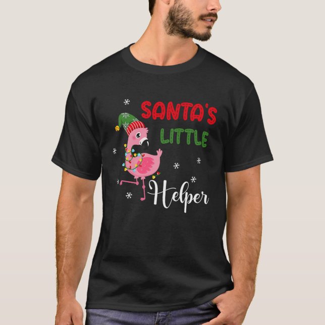 Camiseta la pequeña ayuda de santa flamingo elf feliz navid (Anverso)