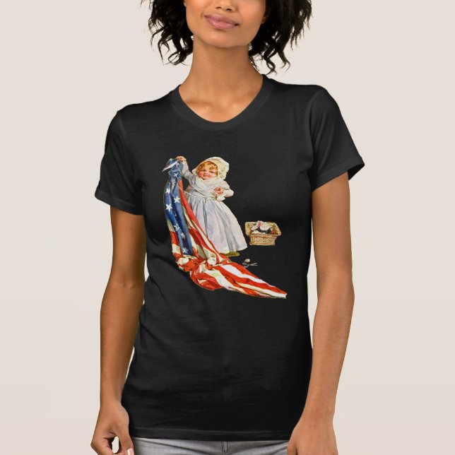 Camiseta La pequeña Betsy Ross y la bandera de Estados Unid (Anverso)