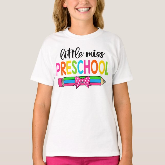 Camiseta La pequeña Miss Chica De Preescolar Regresa A La E (Anverso)