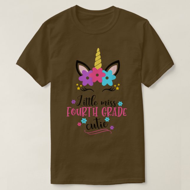 Camiseta La Pequeña Miss Cuarto Grado Unicornio De Vuelta A (Diseño del anverso)