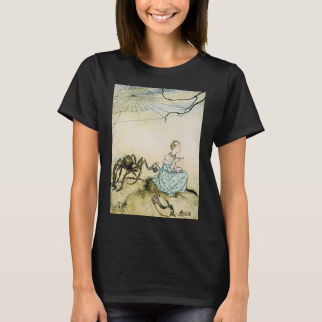 Camiseta La pequeña Miss Muffet por Arthur Rackham (Anverso)