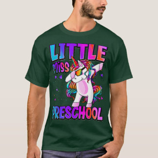 Camiseta La pequeña Miss Preescolar Dabbing Unicornio vuelv