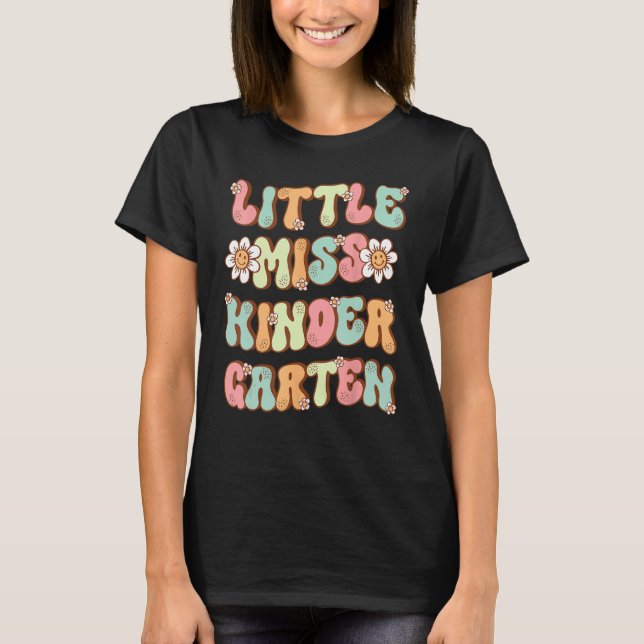 Camiseta La pequeña señorita Kindergarten Flores Groovy Ret (Anverso)