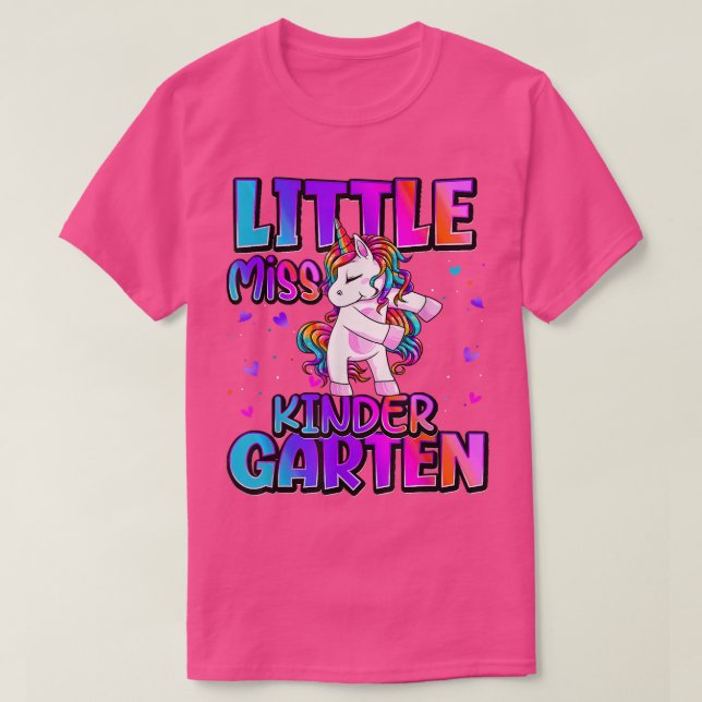 Camiseta La Pequeña Señorita Kindergarten Unicorn De Vuelta (Diseño del anverso)