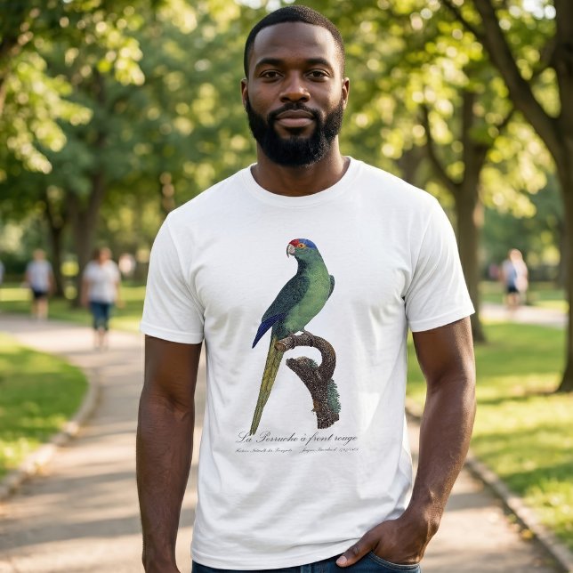 Camiseta La Perruche es una onda frontal (Orange-Fronted Parakeet, Eupsittula Canicularis. Men Basic White T-Shirt)