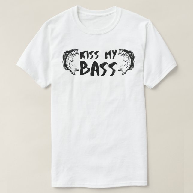 Camiseta La pesca divertida besa mi grosero texto negro con (Diseño del anverso)