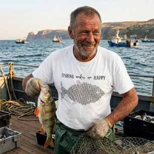 Camiseta La Pesca Me Hace Feliz Divertido Crucigrama Pescad