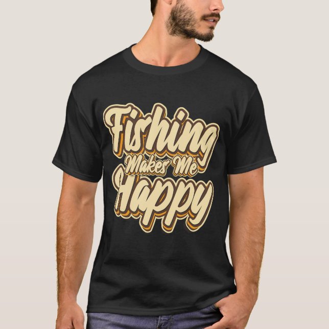 Camiseta La pesca me hace feliz tipografía (Anverso)