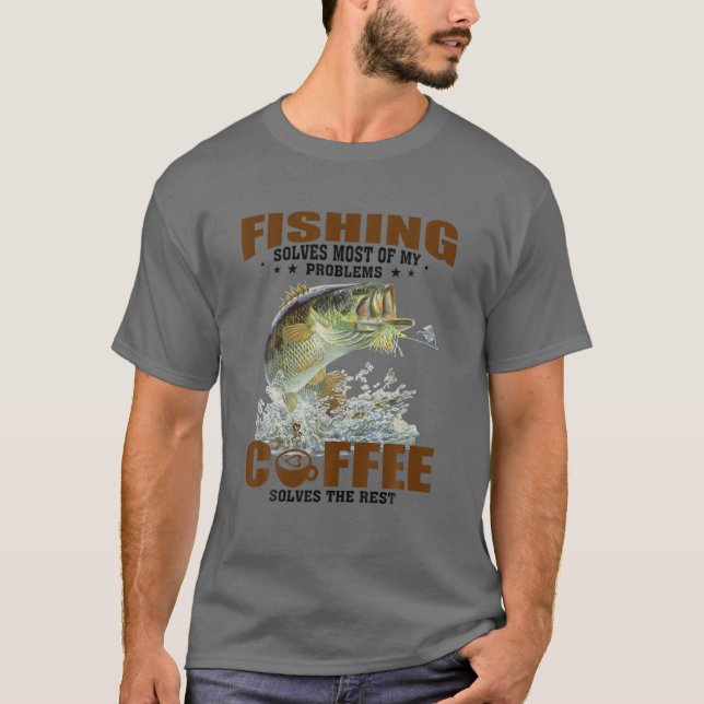 Camiseta La Pesca Resuelve La Mayoría De Mis Problemas Café (Anverso)