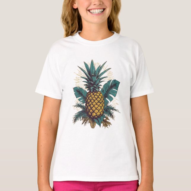 Camiseta La piña de cosecha moderna deja vacaciones de vera (Anverso)