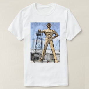 Camiseta La pintura acuarela de la estatua de Golden Drille