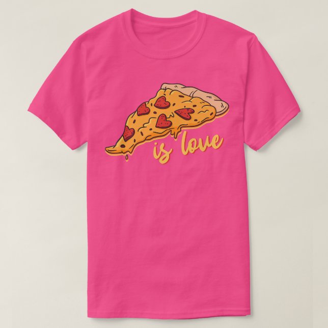 Camiseta La pizza es amor comiendo pizza  (Diseño del anverso)
