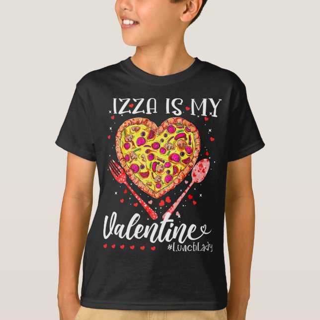 Camiseta La pizza es mi Valentine Lunch Lady Pink Heart Val (Anverso)