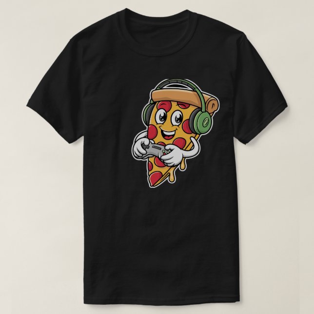 Camiseta la pizza un videojuego gris (Diseño del anverso)