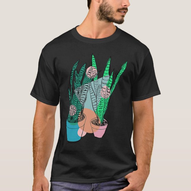 Camiseta La planta de serpientes colorida Sansevieria (Anverso)