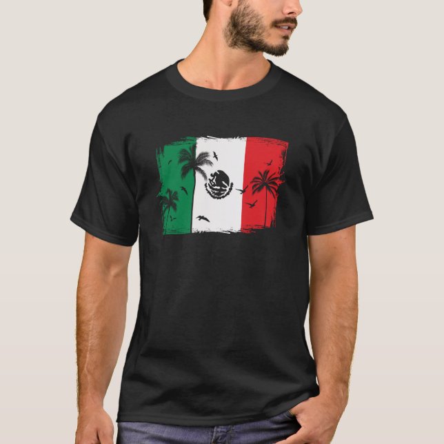 Camiseta La playa de bandera de México vibes el recuerdo me (Anverso)