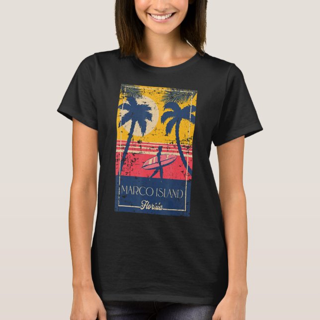 Camiseta La playa de Marco Island Florida Retro Surfer (Anverso)