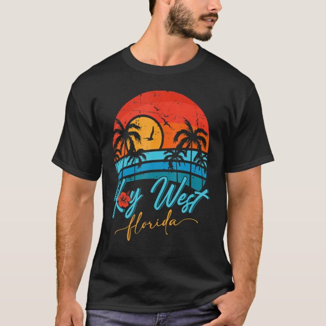 Camiseta La playa de vacaciones retro de verano de Key West (Anverso)