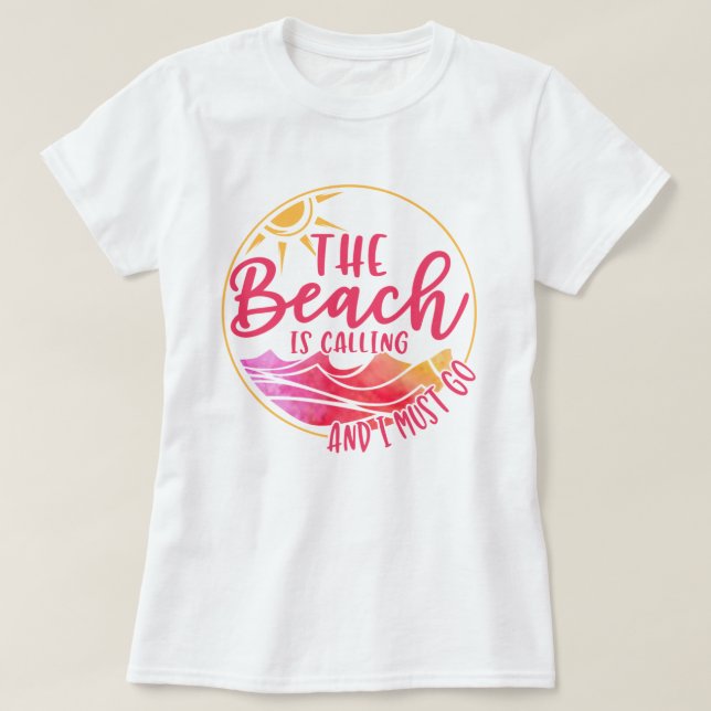 Camiseta La playa está llamando. (Diseño del anverso)