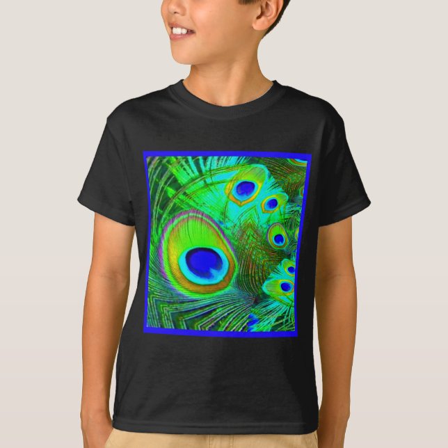 Camiseta La pluma verde del pavo real observa los regalos (Anverso)