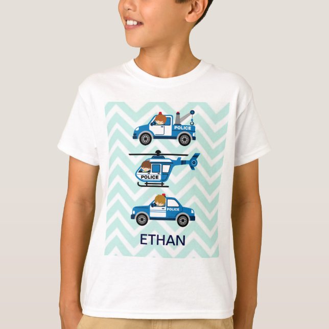 Camiseta La policía acarrea los vehículos del helicóptero (Anverso)