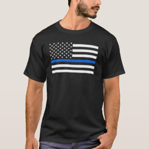 Camiseta La policía de la bandera americana enrarece Blue