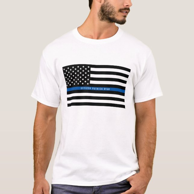 Camiseta La policía delgada Línea Azul Bandera Estadouniden (Anverso)