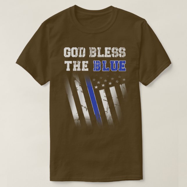 Camiseta La Policía Delgada Línea Azul, Dios Bendiga El Azu (Diseño del anverso)