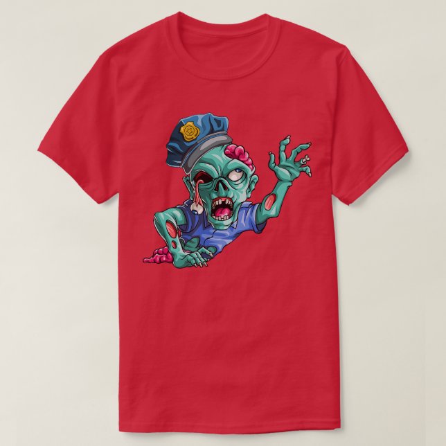 Camiseta La policía zombi es divertida y el terror de Hallo (Diseño del anverso)