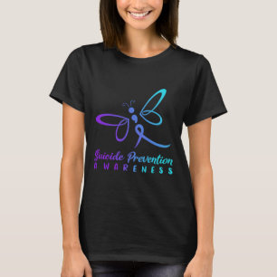 Camiseta La prevención del suicidio con la libélula Rosa y 