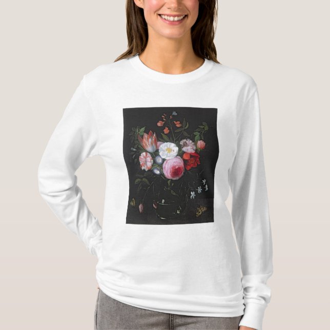 Camiseta La primavera florece en un florero de cristal, (Anverso)