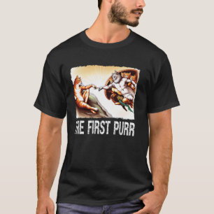 Camiseta La primera creación de gatos Purr Pintura Parodia