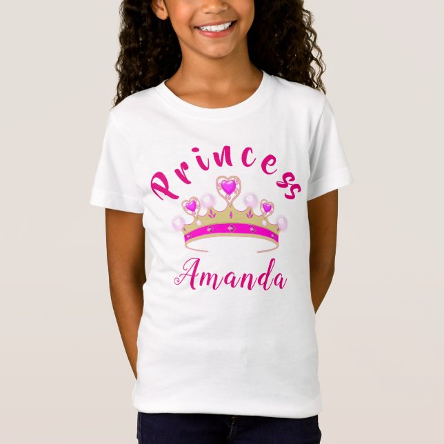 Camiseta La princesa tiara rosada cúrnea personalizada (Anverso)