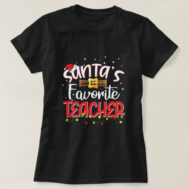 Camiseta La profesora favorita de navidades Pajama Santa Te (Diseño del anverso)