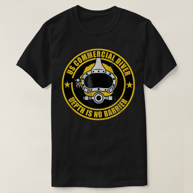 Camiseta La profundidad del buceador comercial de Estados U (Diseño del anverso)