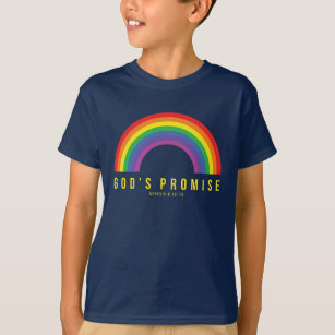 Camiseta La promesa de Dios del arcoiris azul del niño en c