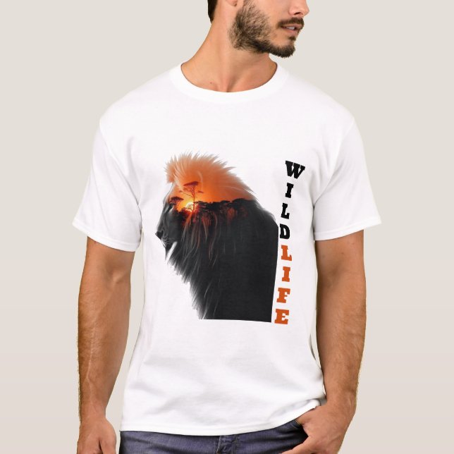 Camiseta La puesta de sol del león: Majestad de la vida sal (Anverso)