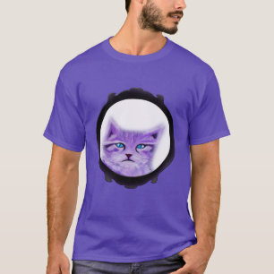 Camiseta La púrpura de encargo pintó el gato con los ojos