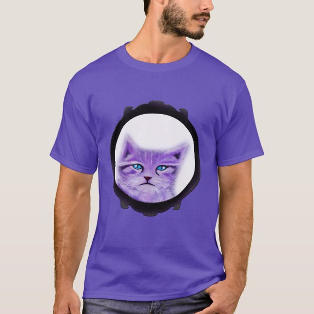 Camiseta La púrpura de encargo pintó el gato con los ojos (Anverso)