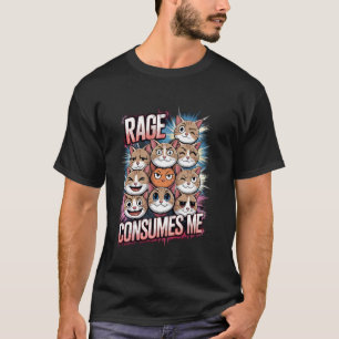Camiseta La Rabia Me Consume Caras De Gato Humor Diversión